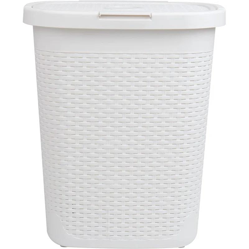 Mind Reader Mind Reader 40L Slim Laundry Hamper, Clothes Basket, Lid, Wicker Design, Plastic