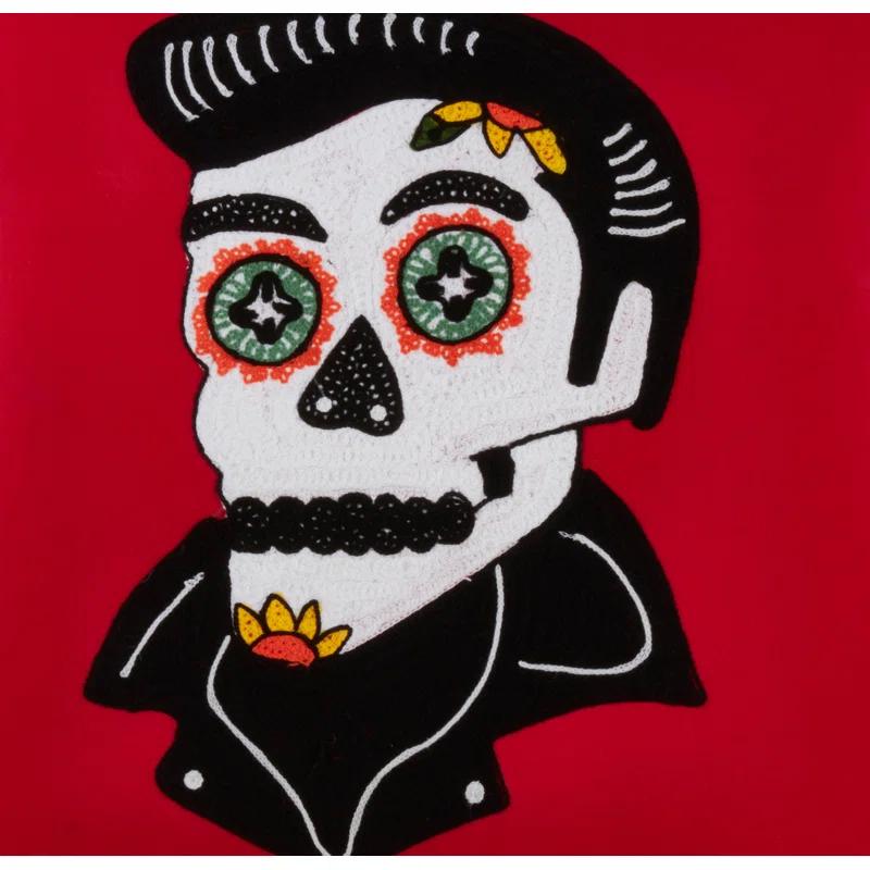 Saro Sugar Skull Cotton Pillow Cover