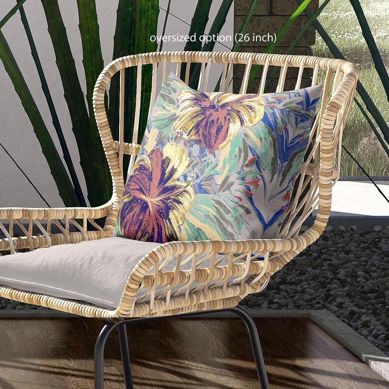 AmritaSen Floral Indoor/Outdoor Reversible Throw Pillow
