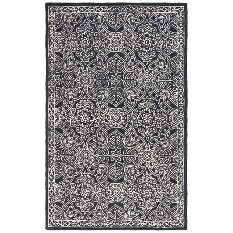Lauren Ralph Lauren Etienne Lauren Ralph Lauren Hand Tufted Wool/Cotton Damask Rug in Ivory/Black