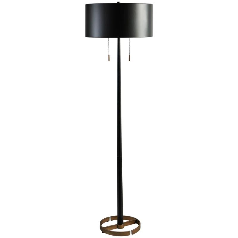 17 Stories Nusakan 60'' Black/Goldtone Traditional Floor Lamp