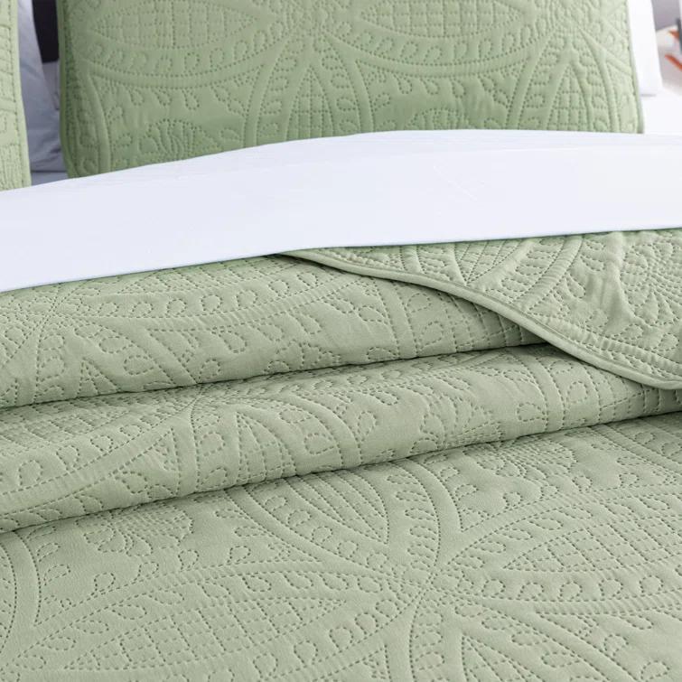 Chezmoi Collection Austin Microfiber Reversible 3-Piece Coverlet / Bedspread Set