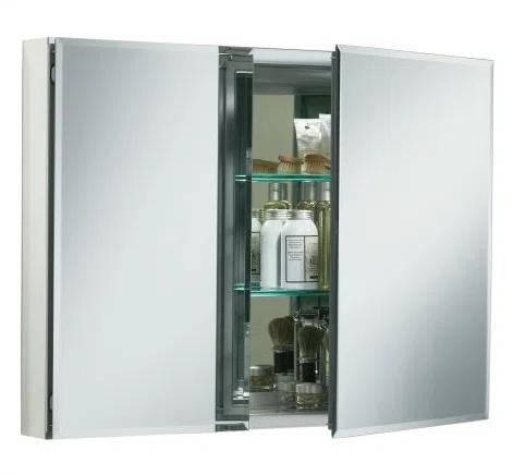 CLC Aluminum Two-Door Medicine Cabinet With Mirrored Doors, Beveled Edges
