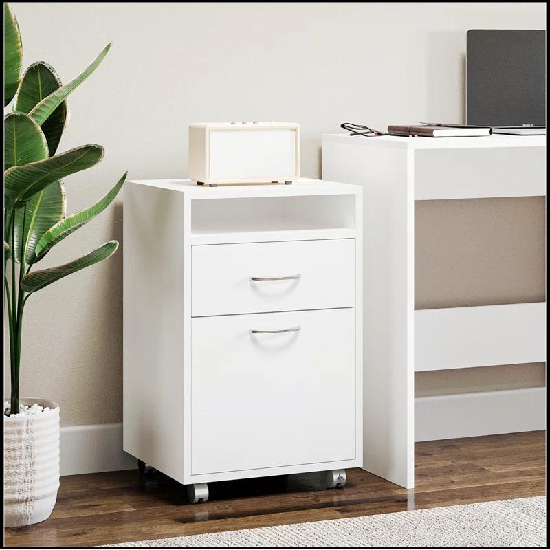 Latitude Run® Mobile Storage Cabinet Organizer with Drawer and Cabinet, Printer Stand with Castors