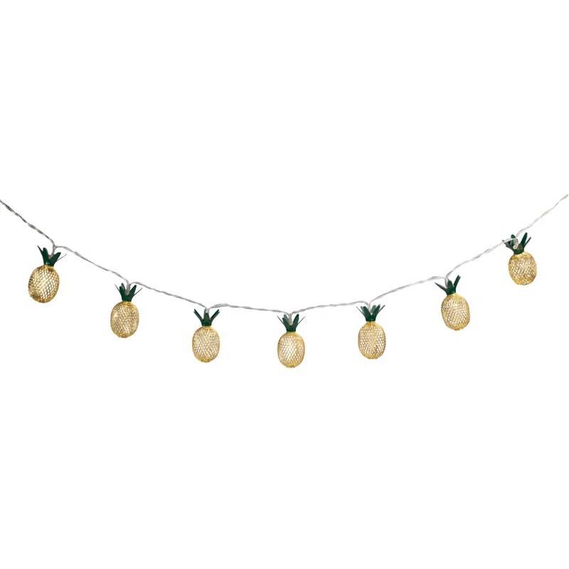 Northlight Seasonal 10 B/O LED Warm White Gold Pineapple Mini Lights - 3' Clear Wire