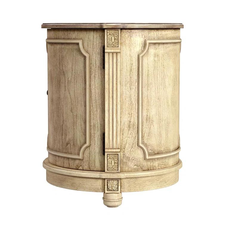 Thurmond Light Brown Round Wood Side Table with Storage