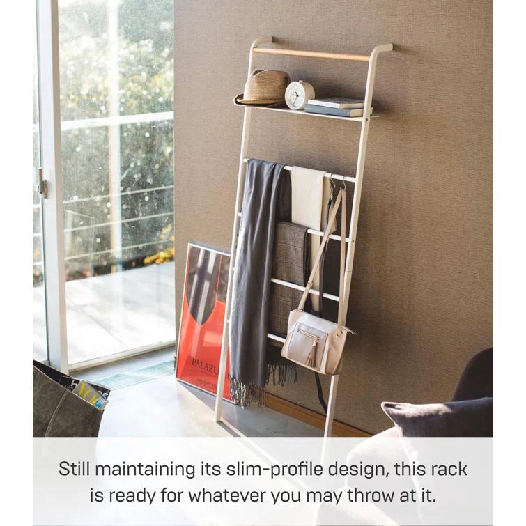 Yamazaki Home Leaning Ladder With Shelf, Space Saving, Steel