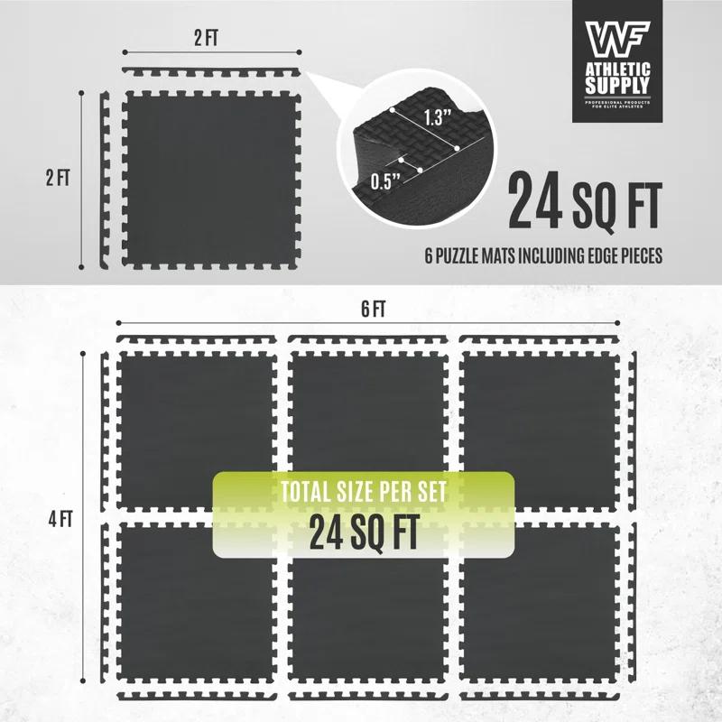 CAP Interlocking Exercise Foam Mats, 24 SQ.FT Diamond, TATAMI, T-Pattern 1/2-Inch Thickness Tiles