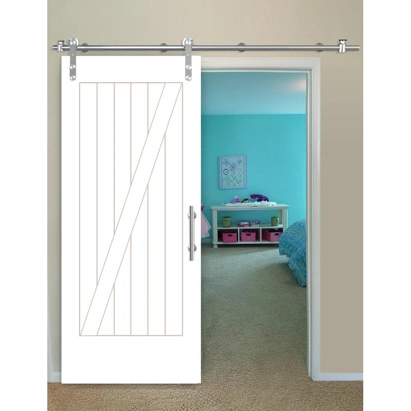 Creative Entryways Cottage 36'' x 84'' Solid Wood Paneled with Installation Hardware Kit Barn Door