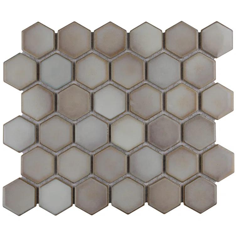 Merola Tile Hudson Due 2" Hex 10-7/8 " x 12-5/8 " Porcelain Mosaic Floor and Wall Tile