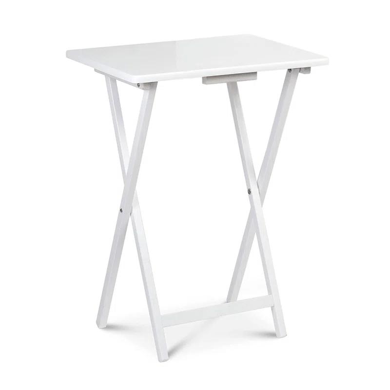 PJ Wood 19.09'' Solid Wood Rectangular Portable Folding Table (Set of 2)