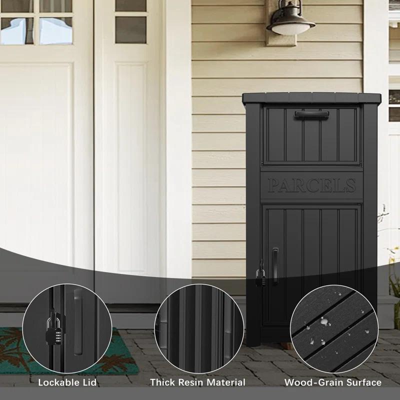 LHBcraft Resin Package Drop Box, Lockable Package Delivery and Outdoor Storage Box