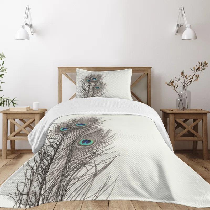 Ambesonne Ambesonne Peacock Bedspread Feathers of Exotic Bird