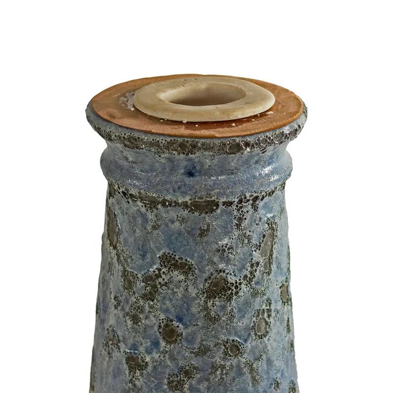 Red Barrel Studio® Trenasia Freestanding Ceramic Outdoor Bird Bath with UV-Resistant Blue Lava Finish