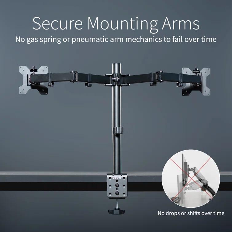 Vivo VIVO Dual Monitor Desk Mount Adjustable Stand, Fits Screens up to 30", STAND-V002 Series