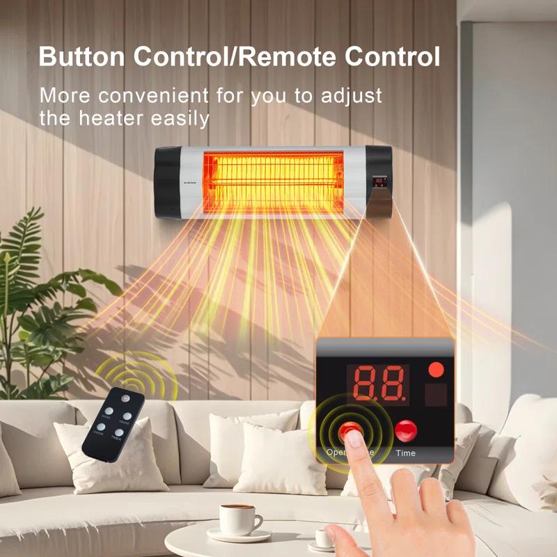 gaomon Wall-Mounted Electric Patio Heater, with 3 Heat Levels(500/1000/1500W)