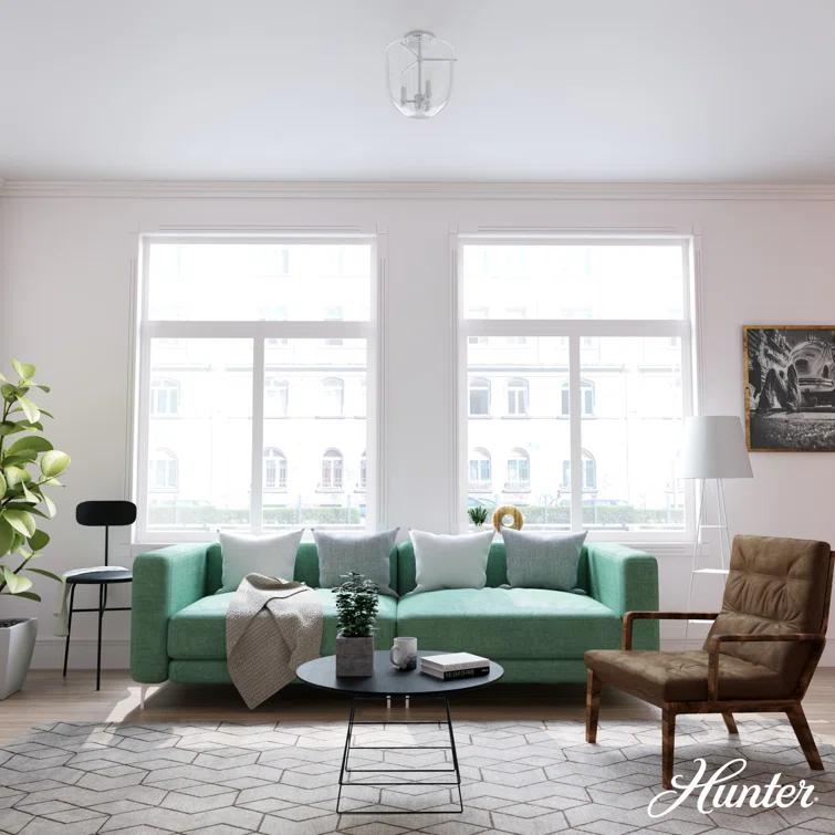 Hunter Fan Hunter Sacha Natural Iron 3 Light Flush Mount Ceiling Light Fixture