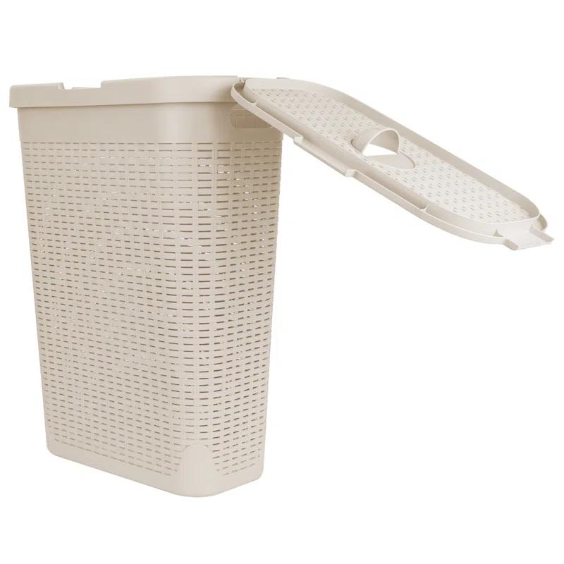 Mind Reader Mind Reader 40L Slim Laundry Hamper, Clothes Basket, Lid, Wicker Design, Plastic