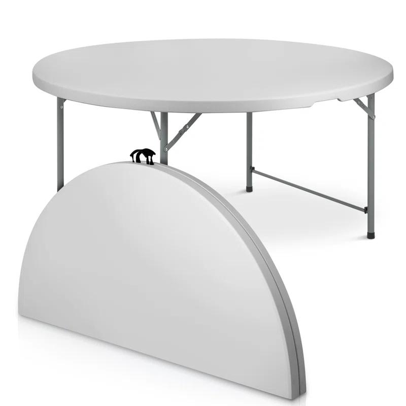 Plastic Round Folding Table, Portable Foldable Party Banquet Table for Camping Dining Outdoor Picnic