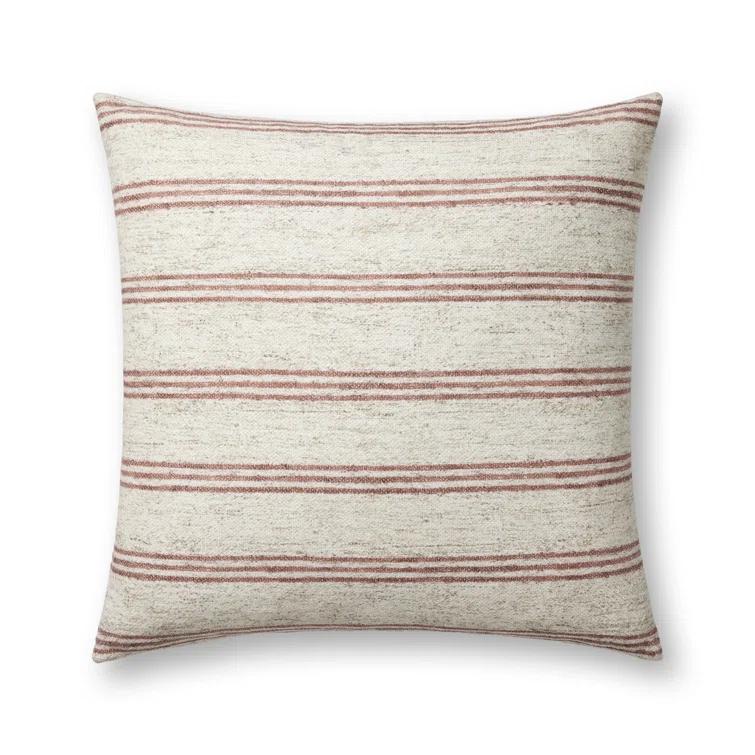 Zephyr Pillow by Amber Lewis x Loloi - Natural and Wine / 22" x 22" / Polyester