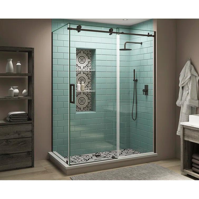 Aston Coraline XL 60" - 64" W x 38" D x 80" H Frameless Rectangle Sliding Shower Enclosure SEN984EZ.UC-NBR-643880-L