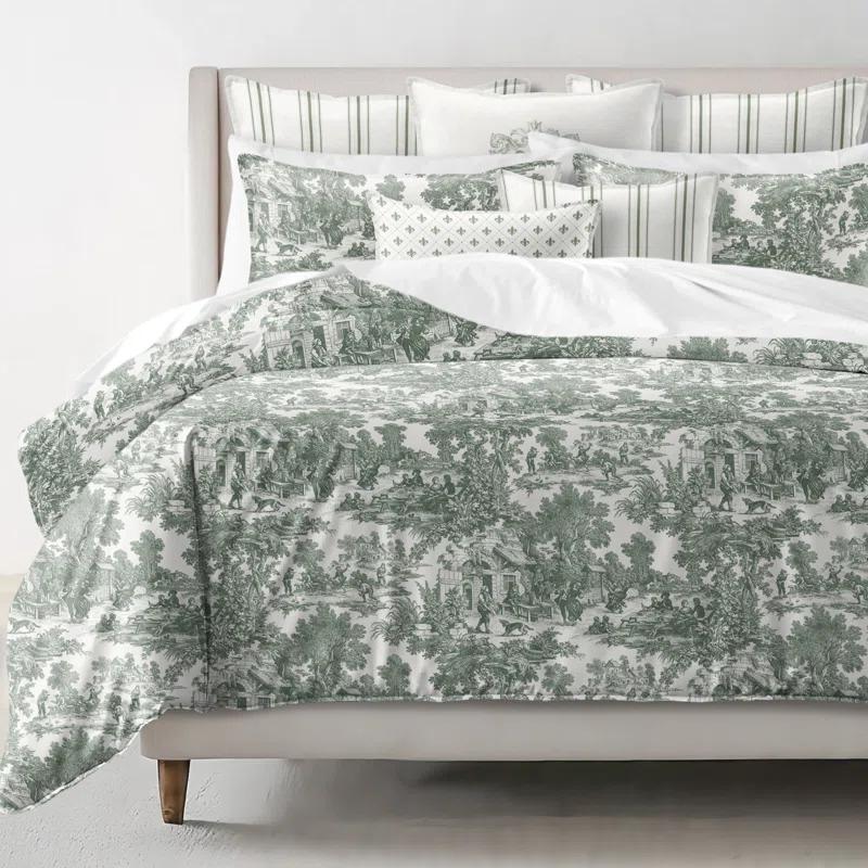 6ix Tailors Fine Linens Au Village Toile Sweet Grass  Cotton Comforter Set 8 Piece