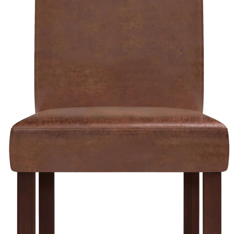 Simpli Home Upholstered Parson Dining Chair with Tufted Backrest and Solid Wood Frame