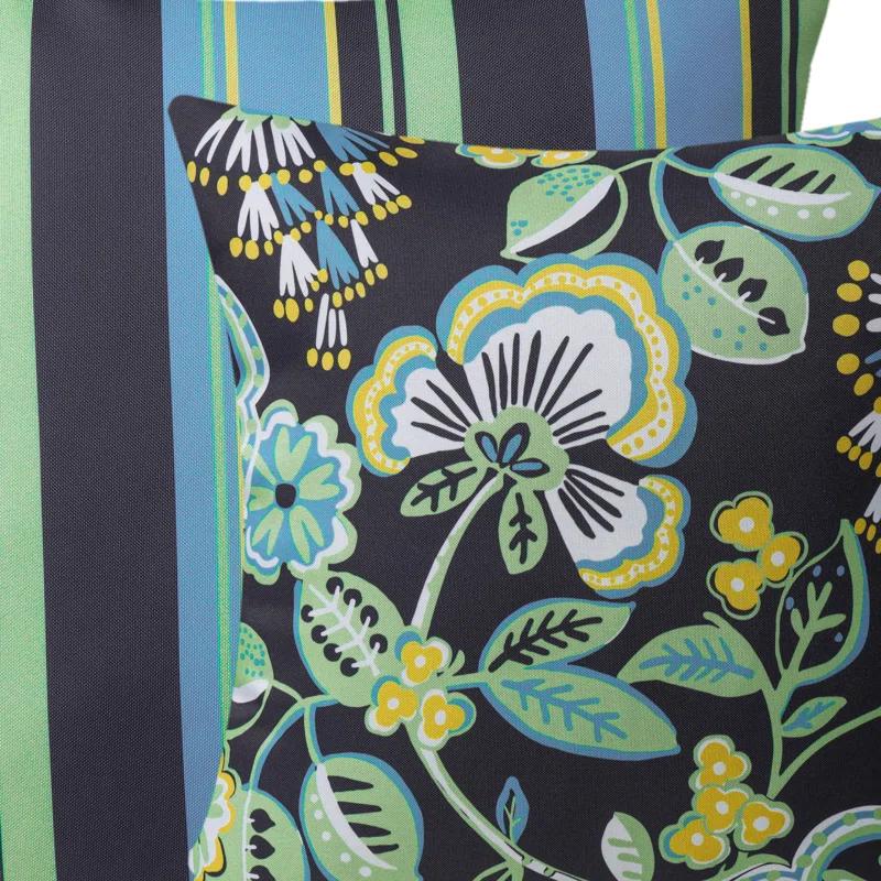 Phantoscope Outdoor Floral Colleciton Indoor/Outdoor Reversible Throw Pillow (Set of 2)