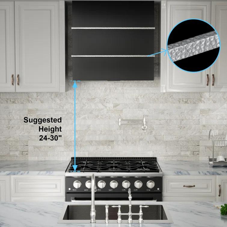 Akicon Akicon 30" Stainless Steel 600 CFM Ducted (Vented) Wall Mounted Required Range Hood AK-HS30HC-JBN