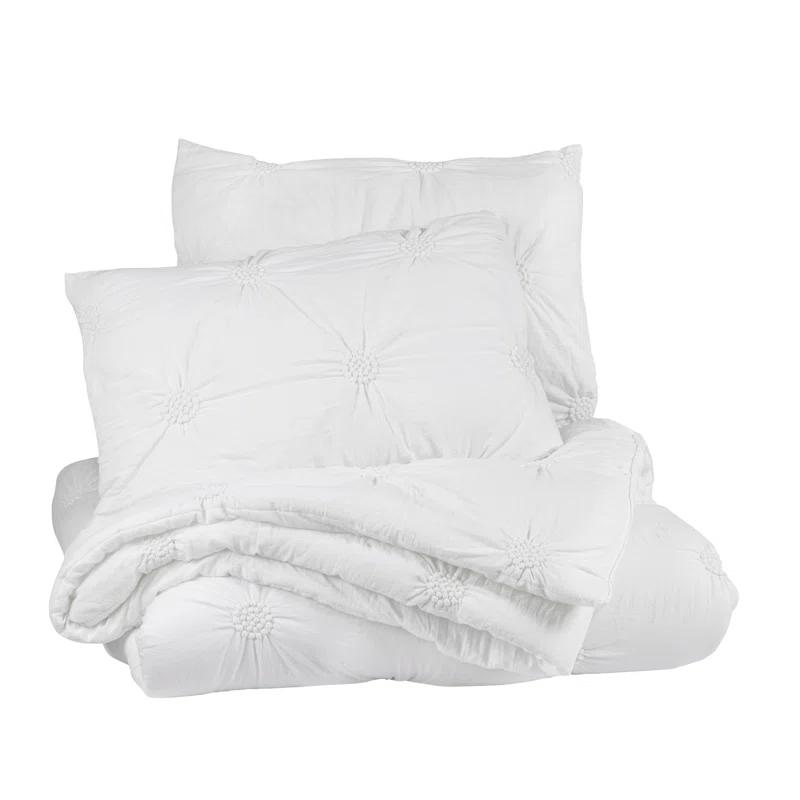 Supreme Microfiber Floral Pintuck Microfiber 3-Piece Comforter Set