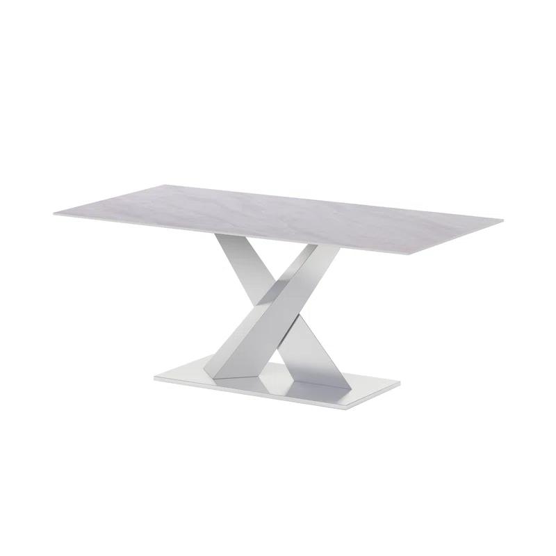Chintaly Imports Jennifer Contemporary Sintered Stone Top Table w/ Steel Base