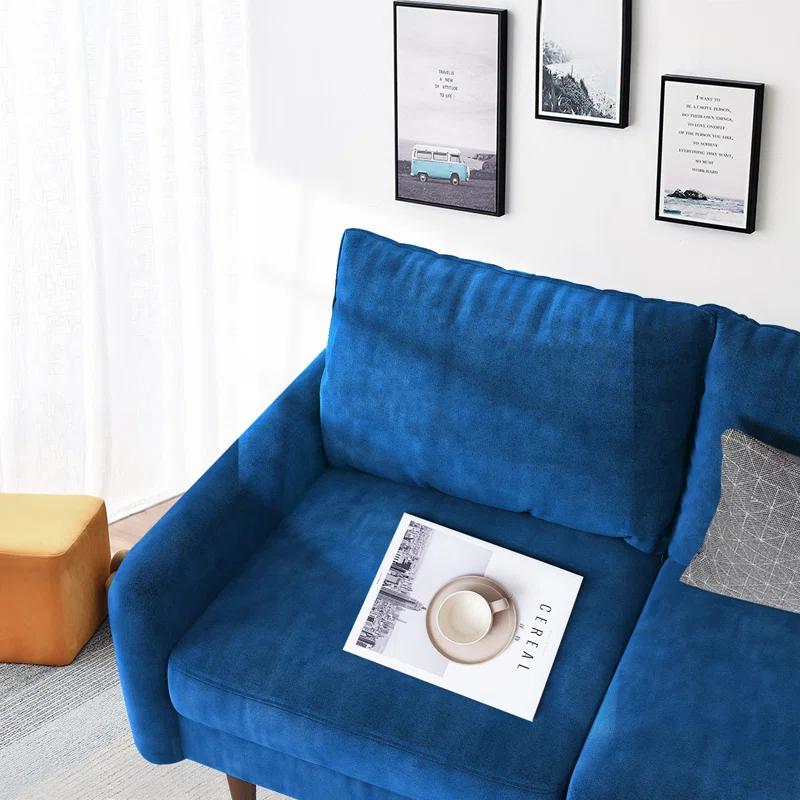 Everly Quinn Hasaam 56.3" Wide Velvet Round Arms Small Apartment Loveseat