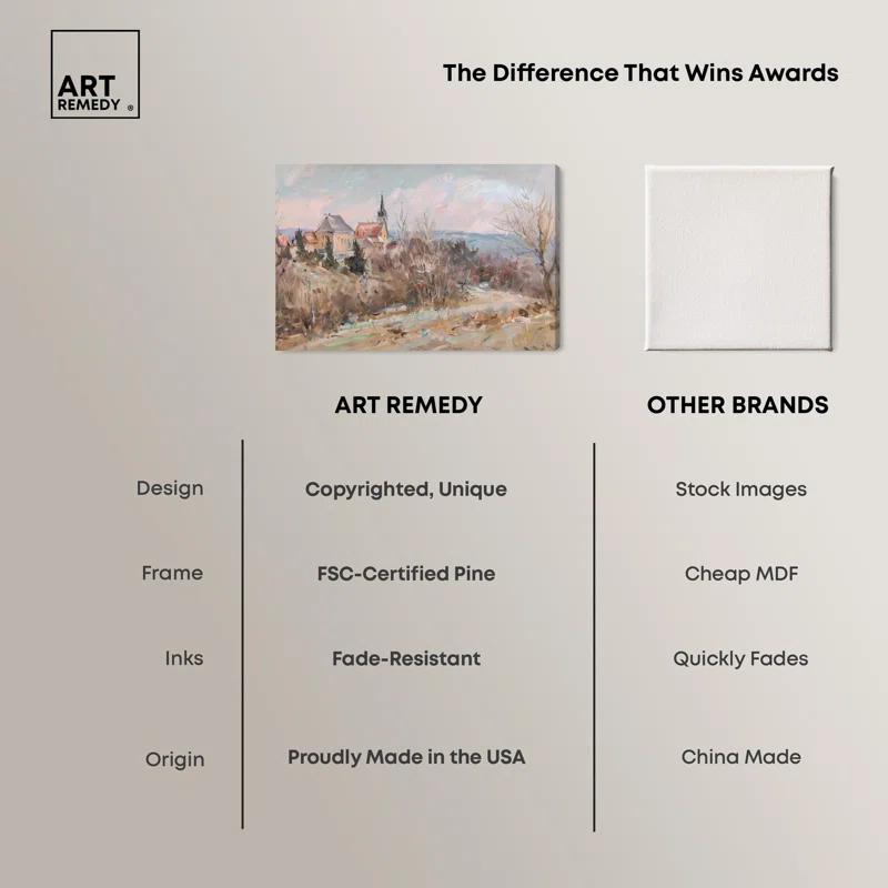 Art Remedy Little Town Canvas Classic Landscape Art by Art Remedy