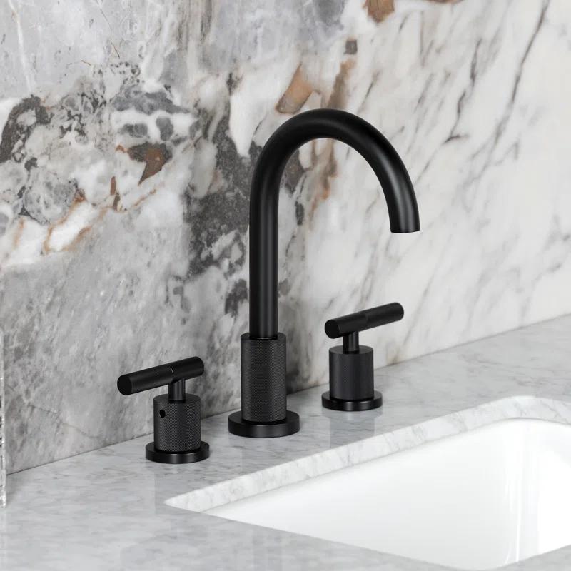 Kingston Brass FSC8925CML Kingston Brass Manhattan Two-Handle 3-Hole Deck Mount Widespread Bathroom Faucet with Brass Pop-Up Drain