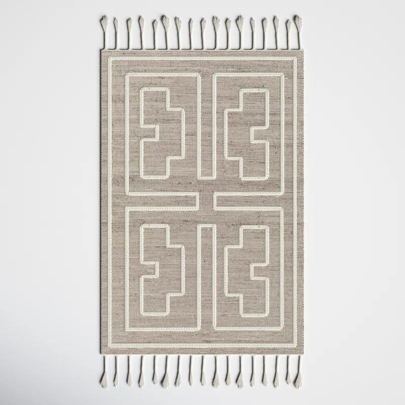 Rodriguez Handmade Flatweave Gray/White Area Rug