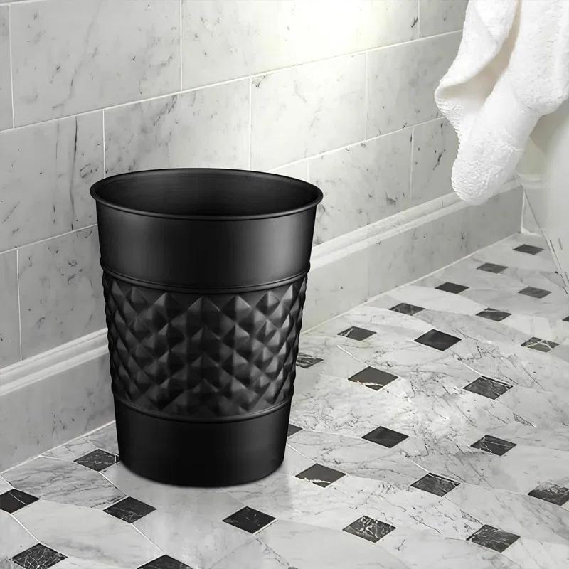 Monarch Abode Geometric Embossed Metal 1.7 Gallon Waste Basket