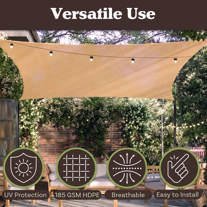 Pure Garden Sun Shade Canopy - 10x13ft Curved Rectangle Sun Shade Sail with UV Protection - Sun Shades Outdoor Patio or Pool Canopy - Sunshades for Patio, Yard, Deck or Outdoor Activities by Pure Garden