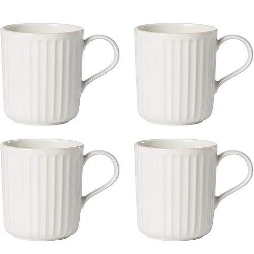 French Perle Scallop White Scallop 4-Piece Mug Set
