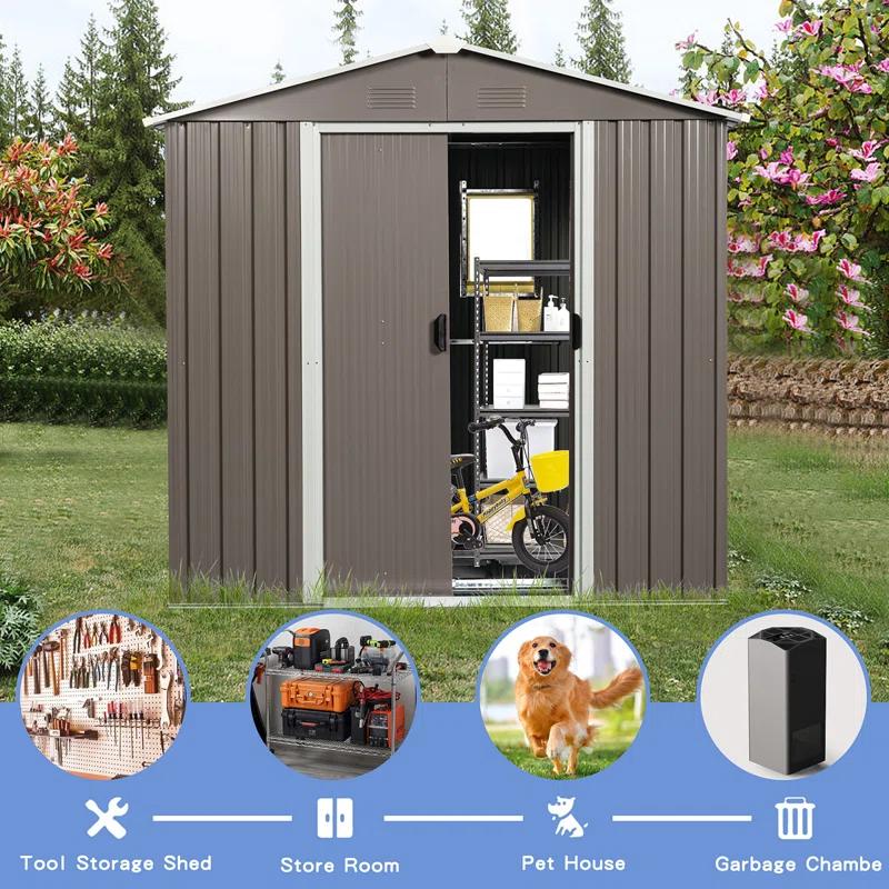 8Ft X 4Ft Outdoor Metal Storage Shed With Window