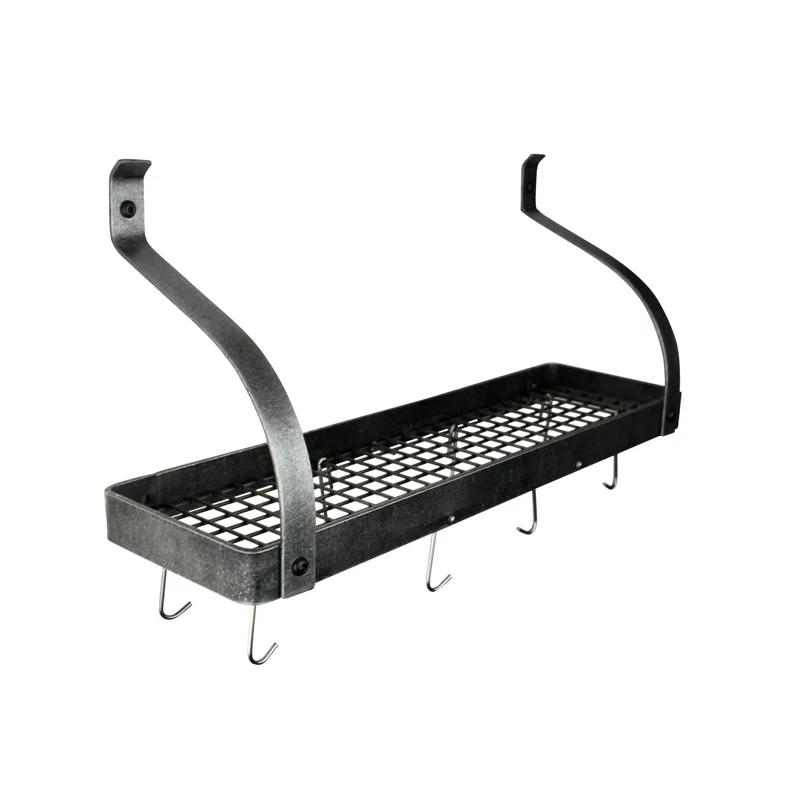 Enclume Handcrafted Gourmet Bookshelf Wall Rack with Curved Arms & 12 Hooks