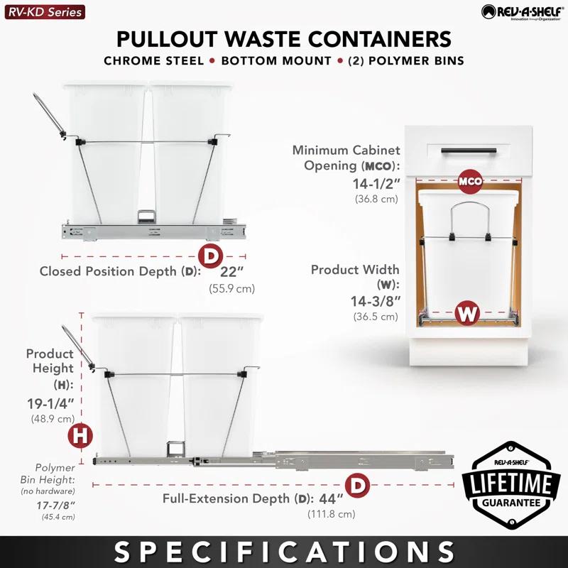 Rev-A-Shelf Rev-A-Shelf Double Pull Out Trash Can 35 Qt for Kitchen