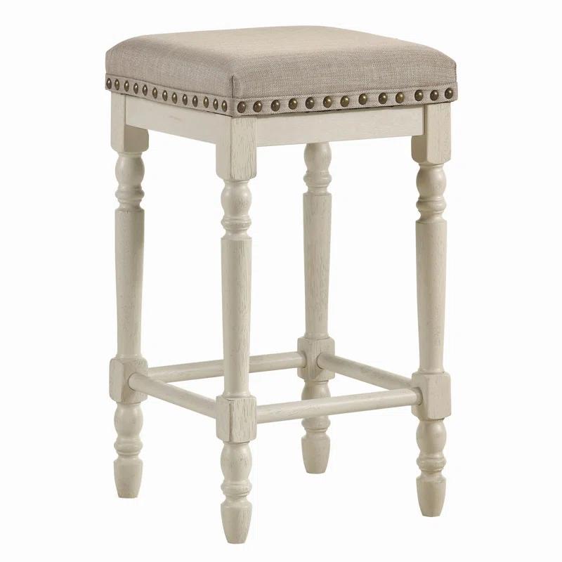 2PC Tan and Antique White Counter Height Stools