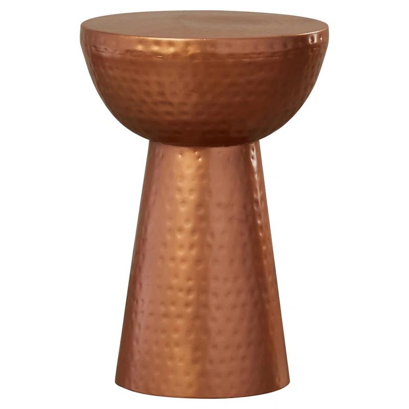 Ivy Bronx Dolina Metal Handmade Side End Accent Table with Hammered Design