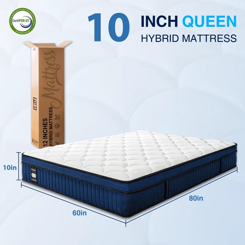 Alwyn Home Congresbury 10'' Medium Memory Foam Hybrid Mattress In A Box