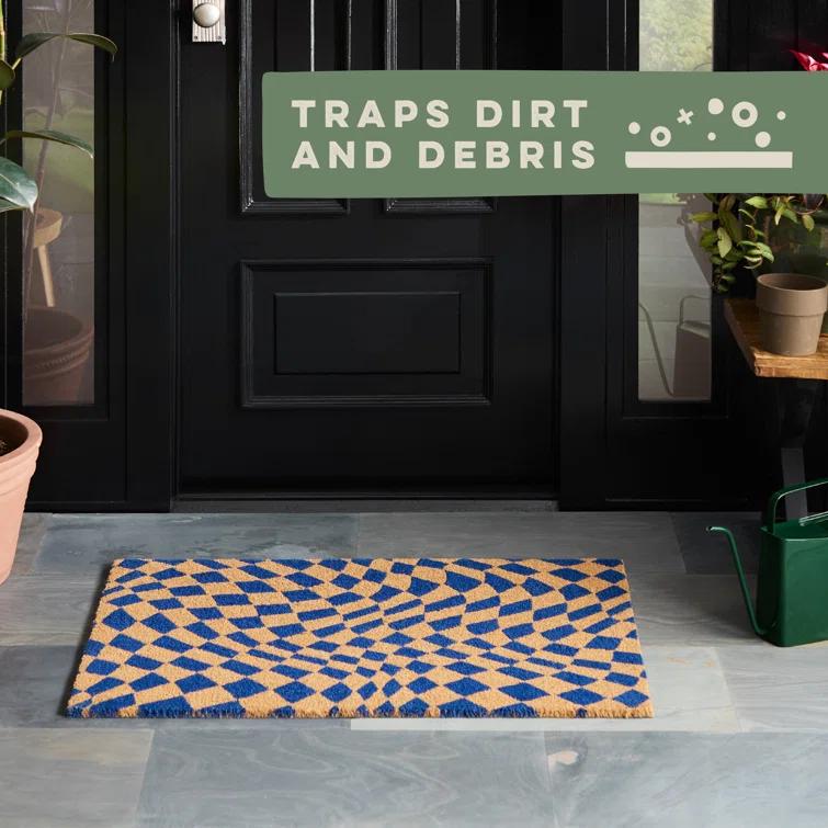 Town & Country Living TOWN & COUNTRY LIVING Emmett Groovy Checkerboard Non-Slip Indoor Outdoor Door Mat