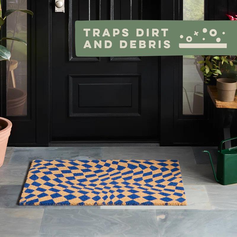 Town & Country Living TOWN & COUNTRY LIVING Emmett Groovy Checkerboard Non-Slip Indoor Outdoor Door Mat