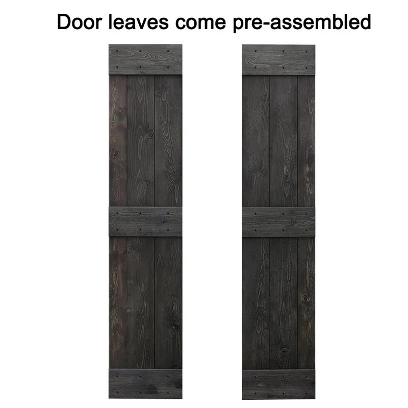 Calhome 84'' Solid Wood Barn Doors with Installation Hardware Kit Bi-Fold