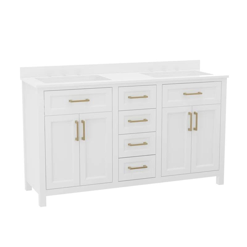 Flash Furniture Bathroom Vanity With 2 Sinks, 2 Storage Cabinets, And 6 Drawers & Reviews | Wayfair