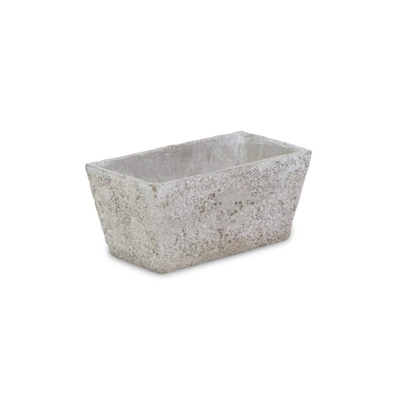 HomeRoots 9" Gray Speckle Glaze Cement Indoor Outdoor Rectangular Pot Planter