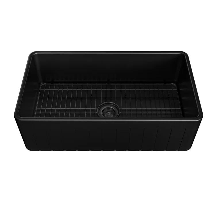 mondawe Farmhouse / Apron Single Bowl Fireclay Kitchen Sink KMSC0005-F33W